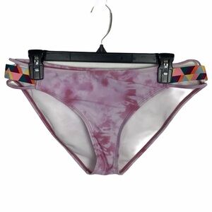 Malibu Kid Girl Purple Tie Dye Geometric Strappy Bikini Bottoms Swimsuit Size XL